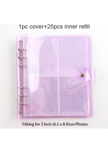 3 Inç-Mor Sharkbang 3/5 Inç 100 200 Cepler Pvc Bağlayıcı Fotoğraf Albümü, 25 Adet Dolum Kollu Kpop Fotoğraflı Kitap Toplama, Idole Kartları Organizatör (Yurt Dışından)