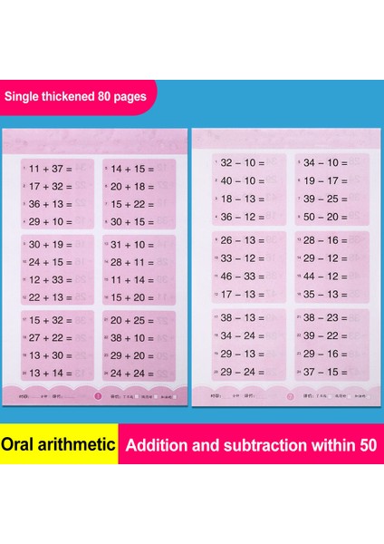 0--100 Aritmetik 80 Sayfa/kitap Çocuk Toplama ve Çıkarma Öğrenme Matematik Çalışma Kitabı El Yazısı Aritmetik Alıştırma Kitapları Defterler (Yurt Dışından)
