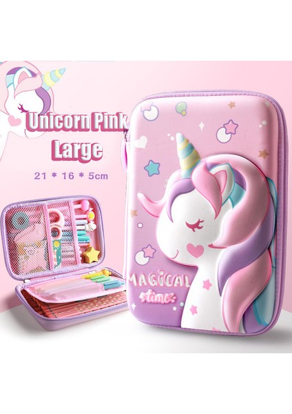 Unicorn Pembe-Büyük 3D Büyük Kapasiteli Unicorn Kalem Kutusu Kawaii Sevimli Kalem Kutusu Çanta Kılıfı Okula Dönüş Malzemeleri Organizatör Kore Japon Kırtasiye (Yurt Dışından)