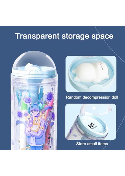 3 Quicksand Yeni 360° Quicksand Kalem Kutusu Tumbler Şeffaf Newmebox Malzemesi Escolar Kalem Kutusu Kaldırma Trousse Scolaire Okul Malzemeleri (Yurt Dışından) fırsatları