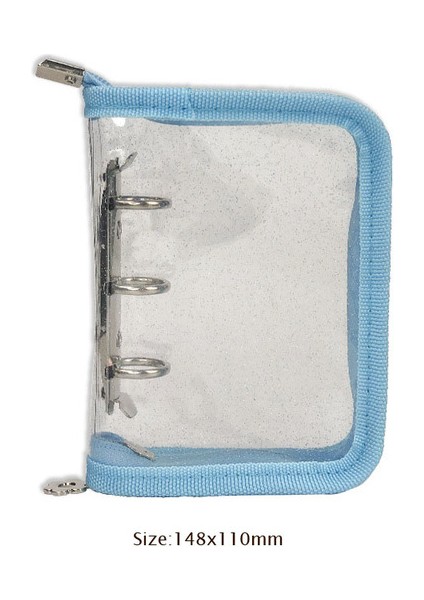 Mavi Kapak Sharkbang Mini 3 Halka Bağlayıcı Süt 3 Delik Fermuar Kapak Gevşek Yaprak Günlük Defter Trf Cep Not Defteri Okul Kırtasiye (Yurt Dışından)