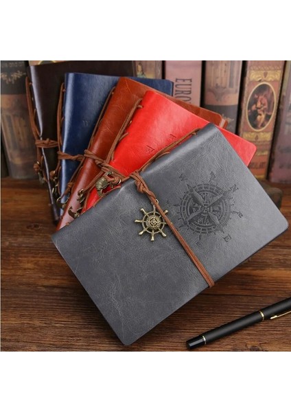 Açık Gri Orta 130X185MM 2023 Spiral Defter Günlüğü Not Defteri Vintage Korsan Çapalar Pu Deri Not Defteri Değiştirilebilir Kırtasiye Hediye Gezgin Dergisi (Yurt Dışından)