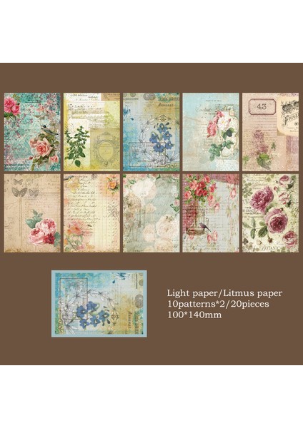B Journamm 20 Adet/paket Vintage Malzemeler Turnusol Kağıdı Dekor Kırtasiye Dıy Scrapbooking Kolaj Günlük Tutma Estetik Kraft El Işi Kağıdı (Yurt Dışından)