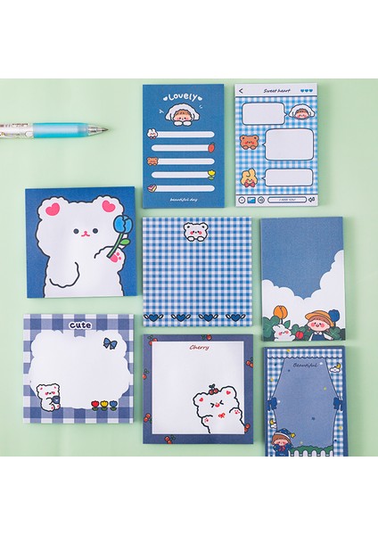 03 80 Sayfa/set Sevimli Mavi Ayı Bloknot Yapışkan Notlar Not Defteri Kırtasiye Okul Malzemeleri Kawaii Kırtasiye (Yurt Dışından)