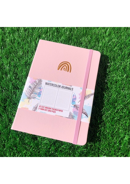 180G Pembe 180GSM Bambu Kağıdı 180GSM Noktalı Defter Nokta Izgara Dergisi Suluboya Eskiz Defteri Bambu Kağıdı Kalınlaştırmak 160 Sayfa 5X5MM Su Geçirmez Kumaş Ciltli (Yurt Dışından)