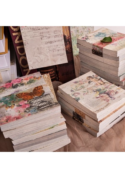 D Yoofun 100 Sayfa Büyük Boy Vintage Scrapbooking Dekor Malzeme Kağıtları Arka Plan Kağıt Dergisi Günlüğü Zanaat Retro Kırtasiye (Yurt Dışından) modelleri