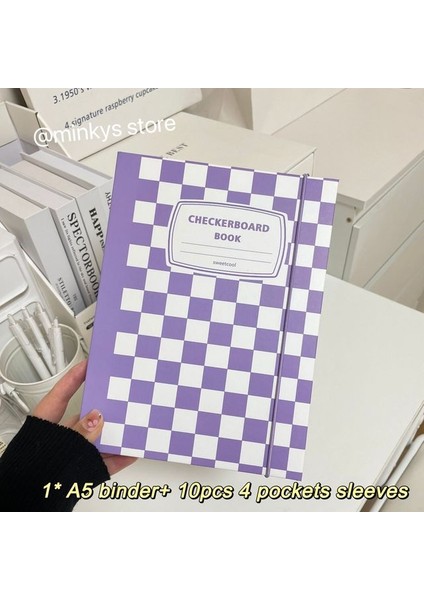 Kollu Mınkys Dama Tahtası Kawaii A5 Kpop Fotocard Bağlayıcı Fotoğraf Kartları Kitap Depolama Albümü Ciltli Defter Kore Kırtasiye Toplayın (Yurt Dışından)