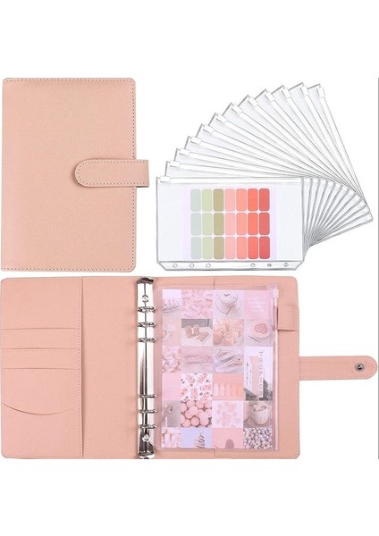 Pembe A6 Yeni A5 A6 Bütçe Bağlayıcı Planlayıcısı 12 Parça Nakit Zarflı, 12 Pcs A6 Bağlayıcı Cepli Renkli Pu Deri Defter Bağlayıcı (Yurt Dışından)
