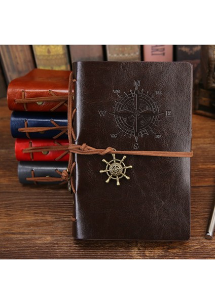 Çikolata Orta 130X185MM 2023 Spiral Defter Günlüğü Not Defteri Vintage Korsan Çapalar Pu Deri Not Defteri Değiştirilebilir Kırtasiye Hediye Gezgin Dergisi (Yurt Dışından)