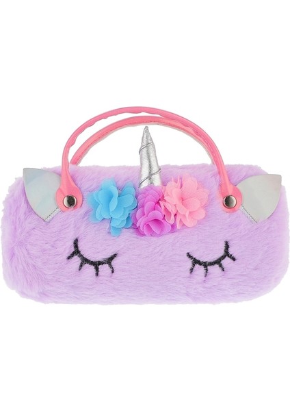 H03 Sevimli Unicorn Peluş Gözlük Durumda Gözlük Cep Okuma Gözlük Aksesuarları Taşınabilir Sıkıştırma Katlanır Gözlük Kutusu (Yurt Dışından)