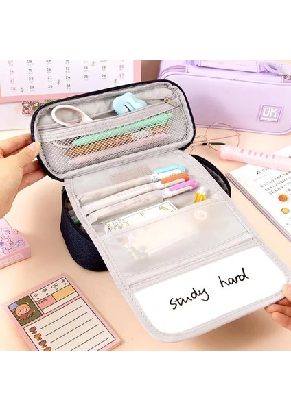 Donanma Alltu Ok Kalem Çantası, Öğrenciler Için Büyük Kapasiteli Kırtasiye Kutusu, Basit, Kullanışlı, Su Geçirmez ve Çok Fonksiyonlu Q031 (Yurt Dışından) fiyatları