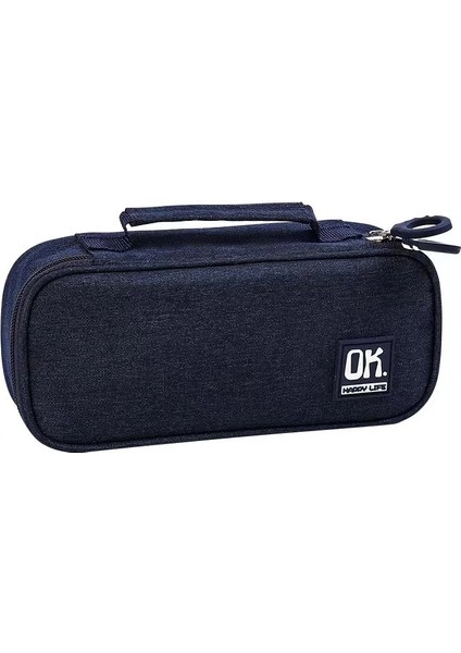 Donanma Alltu Ok Kalem Çantası, Öğrenciler Için Büyük Kapasiteli Kırtasiye Kutusu, Basit, Kullanışlı, Su Geçirmez ve Çok Fonksiyonlu Q031 (Yurt Dışından) modelleri