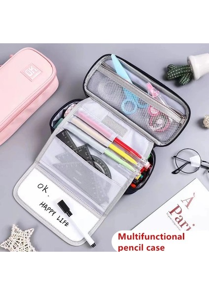 Donanma Alltu Ok Kalem Çantası, Öğrenciler Için Büyük Kapasiteli Kırtasiye Kutusu, Basit, Kullanışlı, Su Geçirmez ve Çok Fonksiyonlu Q031 (Yurt Dışından) indirimleri