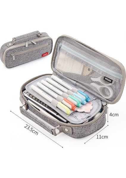 Gri Büyük Kapasiteli Zarif Tuval Kalem Kutusu Okul Taşınabilir Kalem Kutusu Malzemeleri Kalem Çantası Kalem Kılıfı Kırtasiye (Yurt Dışından)