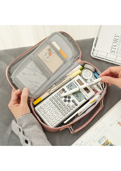 Gri Büyük Kapasiteli Zarif Tuval Kalem Kutusu Okul Taşınabilir Kalem Kutusu Malzemeleri Kalem Çantası Kalem Kılıfı Kırtasiye (Yurt Dışından) fırsatları