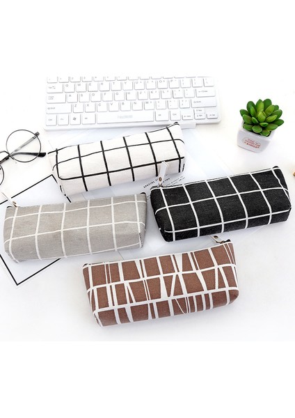 Kahverengi Kore Kırtasiye Kanvas Kalem Kutusu Bts Okul Kalem Çantası Basit Çizgili Izgara Kalem Kutusu Ofis Malzemeleri Kalem Çantası Öğrencilere Hediye (Yurt Dışından) fiyatları