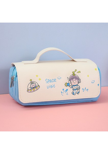 Stil 2 Çift Katmanlar Kalem Kutusu Kawaii Kırtasiye Kalem Kutusu Kalemlik Astronot Okul Malzemeleri Estuches Escolar Sevimli Kalem Kutusu (Yurt Dışından)