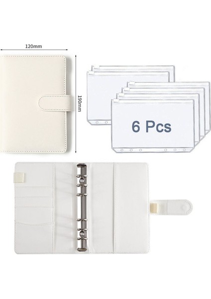 Beyaz A6 Iyi Malzeme A6 Pu Deri Bütçe Bağlayıcı Defter Nakit Zarflar Sistemi Seti Bağlayıcı Cepler Para Bütçe Tasarrufu Fatura Organizatör (Yurt Dışından)