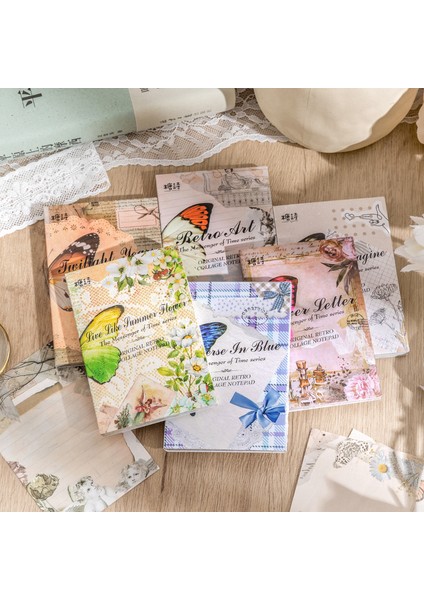 C Shanbu 60 Adet Retro Bloknot Beyaz Kraft Kağıt Kelebek Bitki Vintage Malzeme Kağıt Kolaj Arka Plan Deco Mermi Günlükleri (Yurt Dışından)