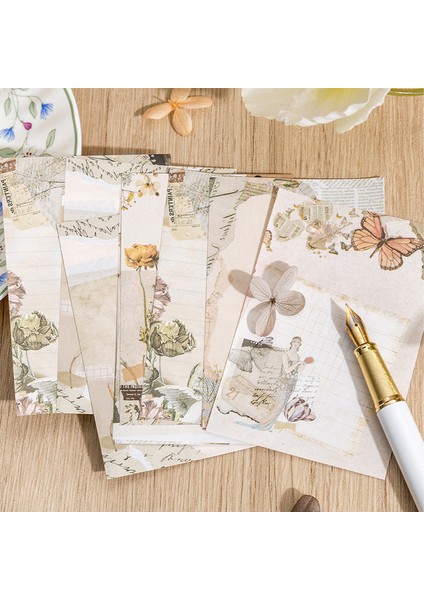 C Shanbu 60 Adet Retro Bloknot Beyaz Kraft Kağıt Kelebek Bitki Vintage Malzeme Kağıt Kolaj Arka Plan Deco Mermi Günlükleri (Yurt Dışından)
