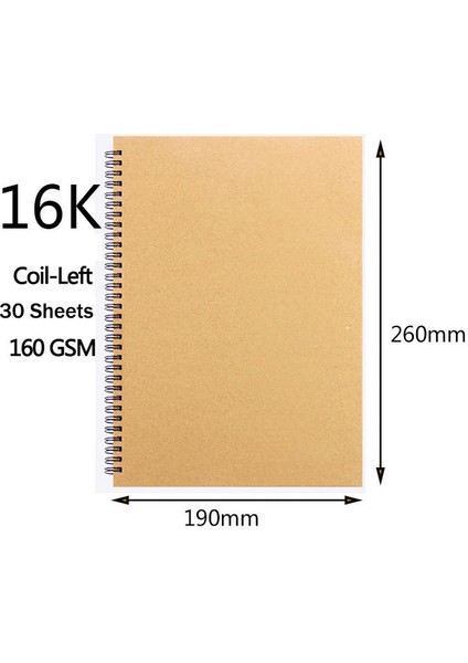 16K Sol A3/A4/8K/A5/16K Kraft Kağıt Eskiz Defteri Spiral Sanat Dizüstü Boş Sayfalar 160GSM Ciltli Okul Malzemeleri Kalem Çizim Not Defteri (Yurt Dışından)