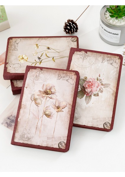 Kırmızı Retro Desen Jingu Rüya Düşen Çiçek Kumaş Yaratıcı Retro Avrupa Tarzı Öğrenci Not Defteri Sert Yüzey Dizüstü Günlüğü Kitap (Yurt Dışından) fırsatları