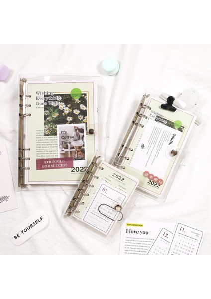 A6 2023 Seti 2023 Takvim Ins Rüzgar Şeffaf Pvc Gevşek Yaprak Kitap Defter Kabuk A5 A6 A7 Gevşek Yaprak Defter Dergisi Seti (Yurt Dışından)
