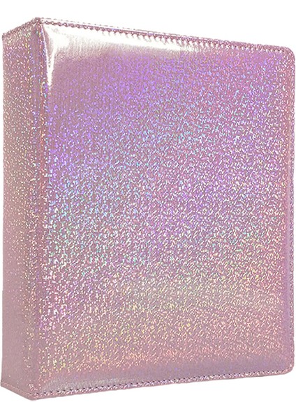 Pembe Kapak A4 4 Halka A4 D Tipi 4 Halka Parıltılı Göz Kamaştırıcı Lazer Deri Kart Kitap 6×4 10×15 Fotoğraf Albümü Bağlayıcı Kartpostal Kağıdı Para Tasarruf Dosyası Klasörü (Yurt Dışından)