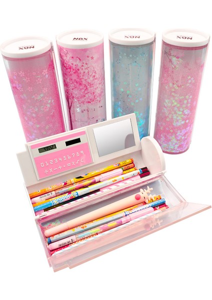 21 Sıradan Newmebox Quicksand Kalem Kutusu Yeni Sevimli Hayvan Trousse Scolaire Hesap Makinesi ile Kawaii Kedi Kalem Kutusu Nbx Payetler Kalem Kutuları (Yurt Dışından) modelleri