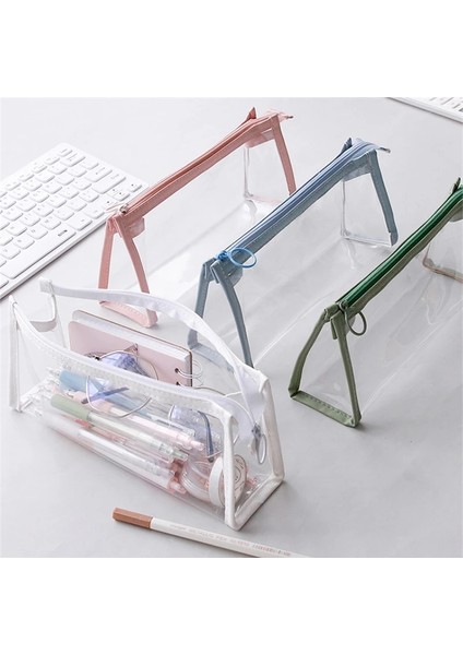 01-05-Bej Sınav Şeffaf Kalem Kutusu Ofis Öğrenci Kalem Kutuları Okul Malzemeleri Kawaii Kalem Kutusu Estuche Escolar Astuccio Scuola (Yurt Dışından) fiyatları
