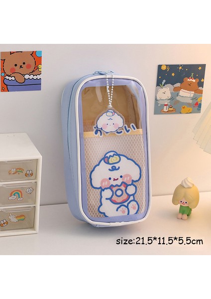 Mor Mavi Breaddog Şeffaf Kalem Kutusu Karikatür Büyük Kapasiteli Su Geçirmez Kawaii Kalem Çantası Kızlar Için Sevimli Kutu Okul Malzemeleri Kırtasiye Hediye (Yurt Dışından)