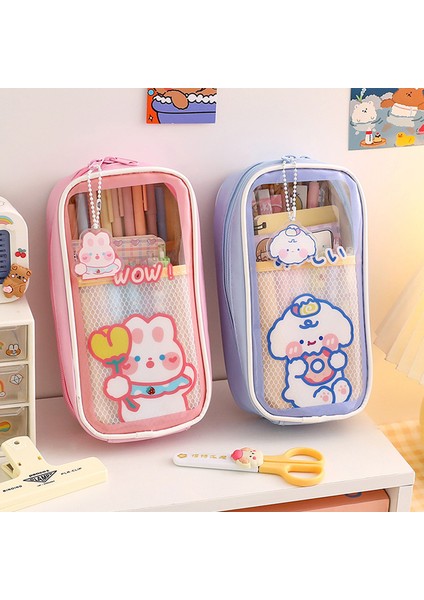 Mor Mavi Breaddog Şeffaf Kalem Kutusu Karikatür Büyük Kapasiteli Su Geçirmez Kawaii Kalem Çantası Kızlar Için Sevimli Kutu Okul Malzemeleri Kırtasiye Hediye (Yurt Dışından) modelleri