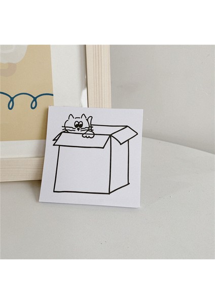 Acat Hediye Kutusu 50 Sayfa Basit Çizim Sevimli Kedi Not Kağıdı Kore Bloknot Yaratıcı Mesaj Planlayıcısı Etiket Okul Ofis Kırtasiye Tedarik (Yurt Dışından)
