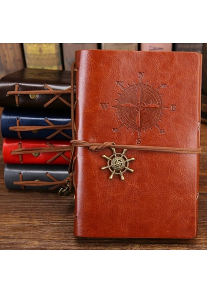 Kahve Orta 130X185MM Retro Spiral Defter Günlüğü Not Defteri Vintage Korsan Çapalar Pu Deri Not Defteri Değiştirilebilir Kırtasiye Hediye Gezgin Dergisi (Yurt Dışından)