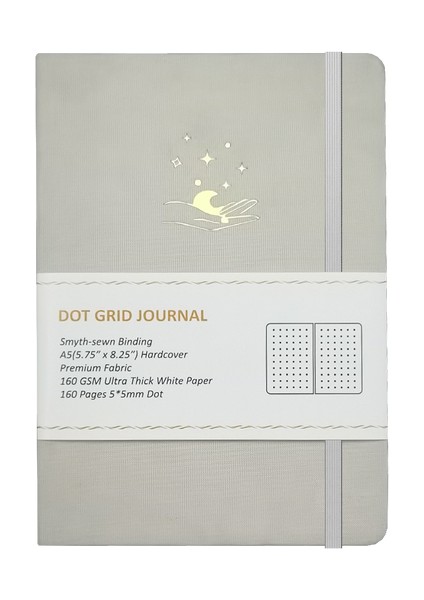 Fildişi Kumaş A5 Özelleştirilebilir 160 Gsm Noktalı Defter A5 Kalın Beyaz Bambu Kağıt 160 Gsm Noktalı Defter Vegan (Yurt Dışından)