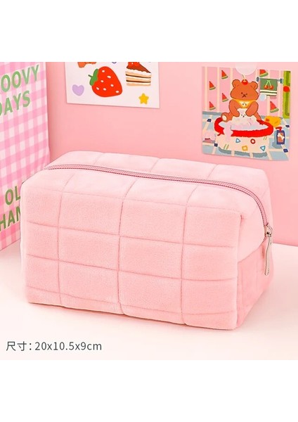 Pembe-L Kawaii Bisküvi Kalem Kutusu Çantası Kızlar Için Sevimli Kalem Kılıfı Kutusu Büyük Kapasiteli Peluş Öğrenci Geri Okul Malzemeleri Kore Kırtasiye (Yurt Dışından)