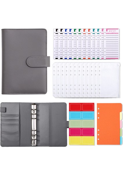 Gri Bir Set A6 Bağlayıcı Defter Bütçe Planlayıcısı Defter Kapakları Klasör 6 Delik Bağlayıcı Cepler Bağlayıcı Fermuar Para Tasarrufu Zarf (Yurt Dışından)