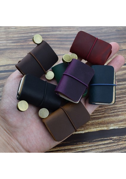 Siyah 1 Adet Minik Deri Defter Cüzdan Eskiz Defteri Mini Vintage Retro Sevimli Kawaii Taşınabilir Günlük Planlayıcı Organizatör Seyahat Malzemeleri (Yurt Dışından)