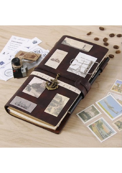 Mavi Set Deri Gezgin Dizüstü Planlayıcıları Yaratıcı Dıy Vintage Seyahat Dergisi Not Defterleri Tn Spiral Kayıt Günlük Notlar Defterler Hediyeler (Yurt Dışından) fiyatları