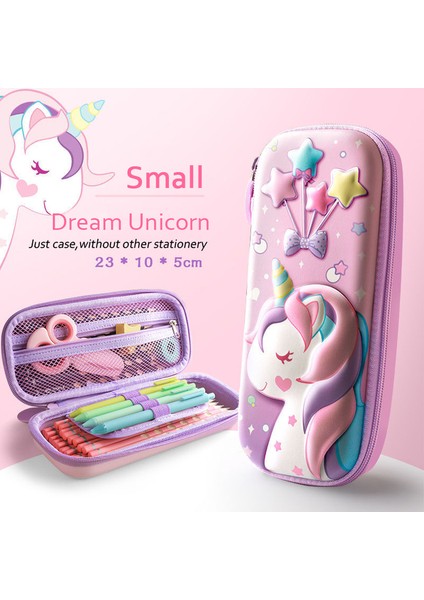 Küçük Rüya Unicorn Sevimli 3D Karikatür Evren Kalem Kutuları Büyük Kapasiteli Arızalı Kawaii Unicorn Okul Öğrenci Kalem Çanta Kutusu Kırtasiye Malzemeleri (Yurt Dışından)