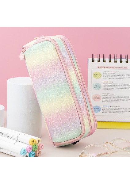 Stil 04 Kızlar Için Kawaii Gökkuşağı Kalem Kutusu Okul Kalem Kutusu Büyük Kapasiteli Kırtasiye Organizatör Kalem Kutusu Üç Fermuarlı Kese Ofis Çantası (Yurt Dışından) fırsatları