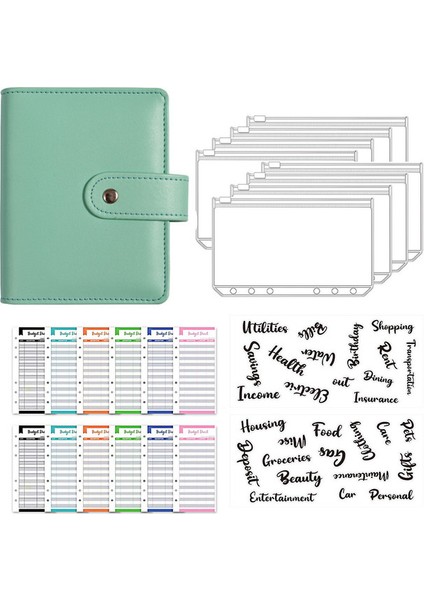Yeşil A7 A7 Pu Deri Defter Bağlayıcı Bütçe Planlayıcısı Organizatör Bağlayıcı Kapağı 8 Bağlayıcı Cepler ve 12 Adet Gider Bütçe Sayfaları (Yurt Dışından)