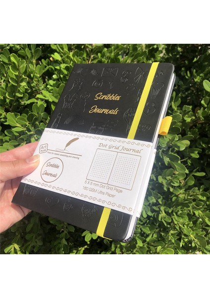 Siyah 160 Numaralı Sayfa Buke 5X5MM Günlük Nokta Gird Defter 160 Sayfa, Boyut 5.7x8.2 Inç, 160GSM Ultra Kalın Bambu Kağıt Dıy Bujo Planlayıcısı (Yurt Dışından)