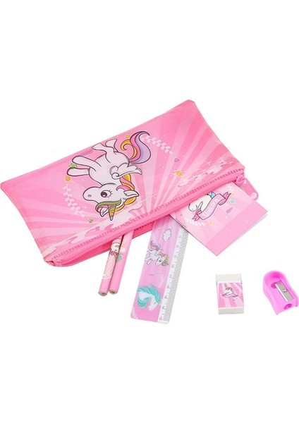 1 Adet 1 Adet Karikatür Unicorn Kalem Kutusu Kızlar Için Sevimli Kırtasiye Seti Kalem Çantası ile Cetvel Silgi Çocuklar Hediye Ofis Okul Malzemeleri (Yurt Dışından)