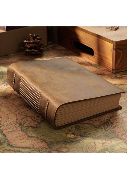 Katı Stil B El Yapımı Dizüstü Deri Kapak Dergisi Retro Günlüğü Eskiz Defteri Öğretmen Öğrenci Hediye Boş Kraft Kağıt Orijinal Kitap 400 Sayfa (Yurt Dışından)