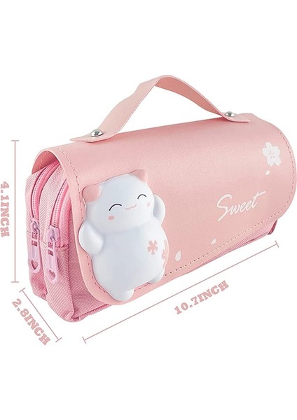 Donut Mor-B Sevimli Dekompresyon Kalem Kutusu Çantası Büyük Kapasiteli Kese Kızlar Için Okula Dönüş Malzemeleri Kawaii Kore Kırtasiye (Yurt Dışından) fırsatları