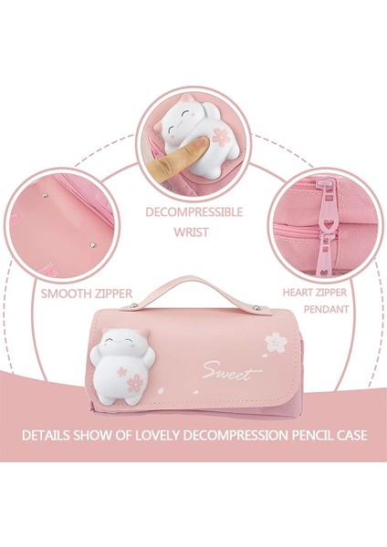 Donut Mor-B Sevimli Dekompresyon Kalem Kutusu Çantası Büyük Kapasiteli Kese Kızlar Için Okula Dönüş Malzemeleri Kawaii Kore Kırtasiye (Yurt Dışından) indirimleri