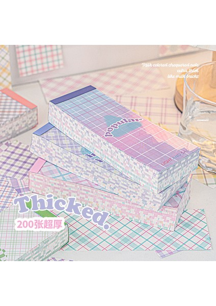 No.1 200 Sayfalık Sevimli Bloknot Scrapbooing Etiket Güzel Kafes Yapışkanlı Etiket Yırtılabilir Dıy Dekoratif Kırtasiye Bloknot Etiket (Yurt Dışından)