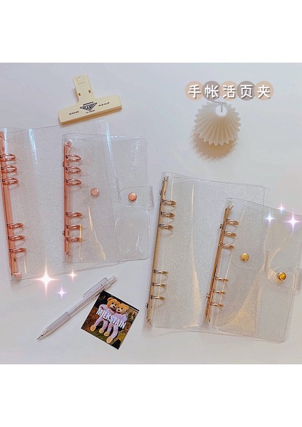 Glitter Altın A6 A5 A6 Yeni Gül Altın Pvc Şeffaf 6 Delikli Gevşek Yapraklı Bağlayıcı Defter Kapağı Günlüğü Gündem Planlayıcısı Kağıt Kapağı Okul Kırtasiye (Yurt Dışından) fiyatları