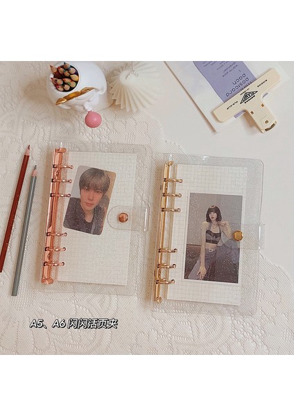 Glitter Altın A6 A5 A6 Yeni Gül Altın Pvc Şeffaf 6 Delikli Gevşek Yapraklı Bağlayıcı Defter Kapağı Günlüğü Gündem Planlayıcısı Kağıt Kapağı Okul Kırtasiye (Yurt Dışından) modelleri